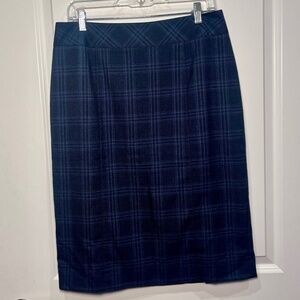 Land Ends Pencil Skirt, Blue Plaid, Size 10